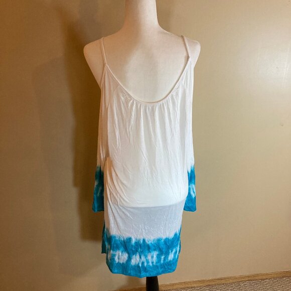 #76 NWOT Venus White Blue Tie Dye Summer Dress, Size Large - Picture 3 of 6